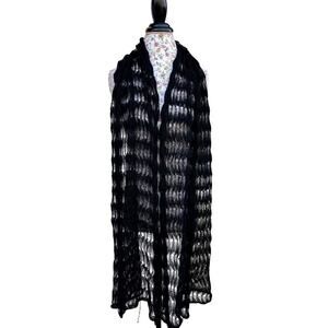 Alpaca International 100% Baby Alpaca Wool Crochet Knit Scarf Lightweight Black